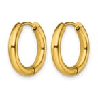 Stainless Steel Gold-Tone Polished Hinged Huggie Hoop Earrings for Women