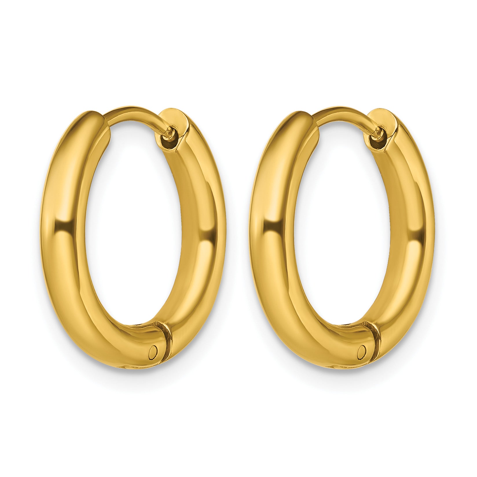 Stainless Steel Gold-Tone Polished Hinged Huggie Hoop Earrings for Women