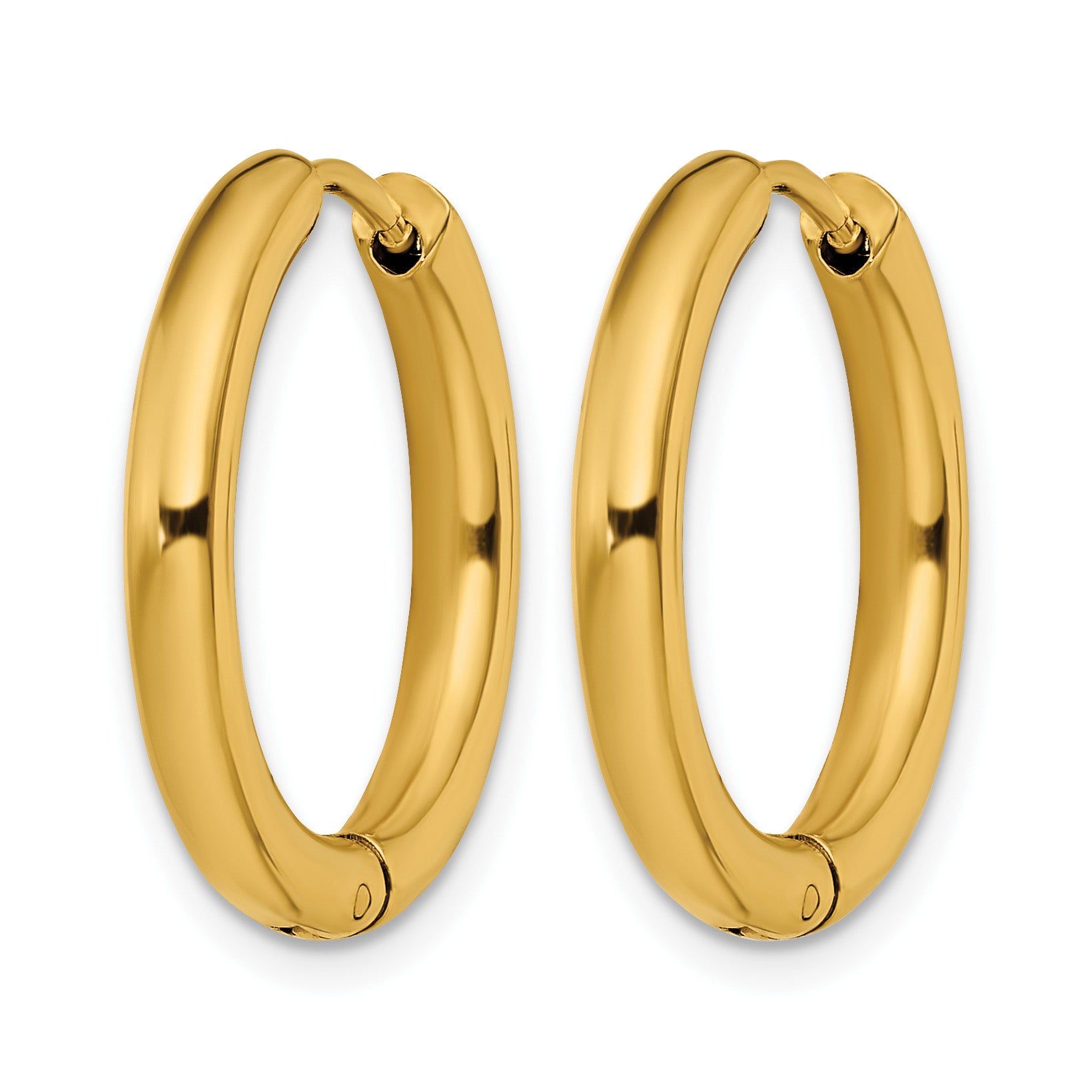 Stainless Steel Gold-Tone Polished Hinged Huggie Hoop Earrings for Women
