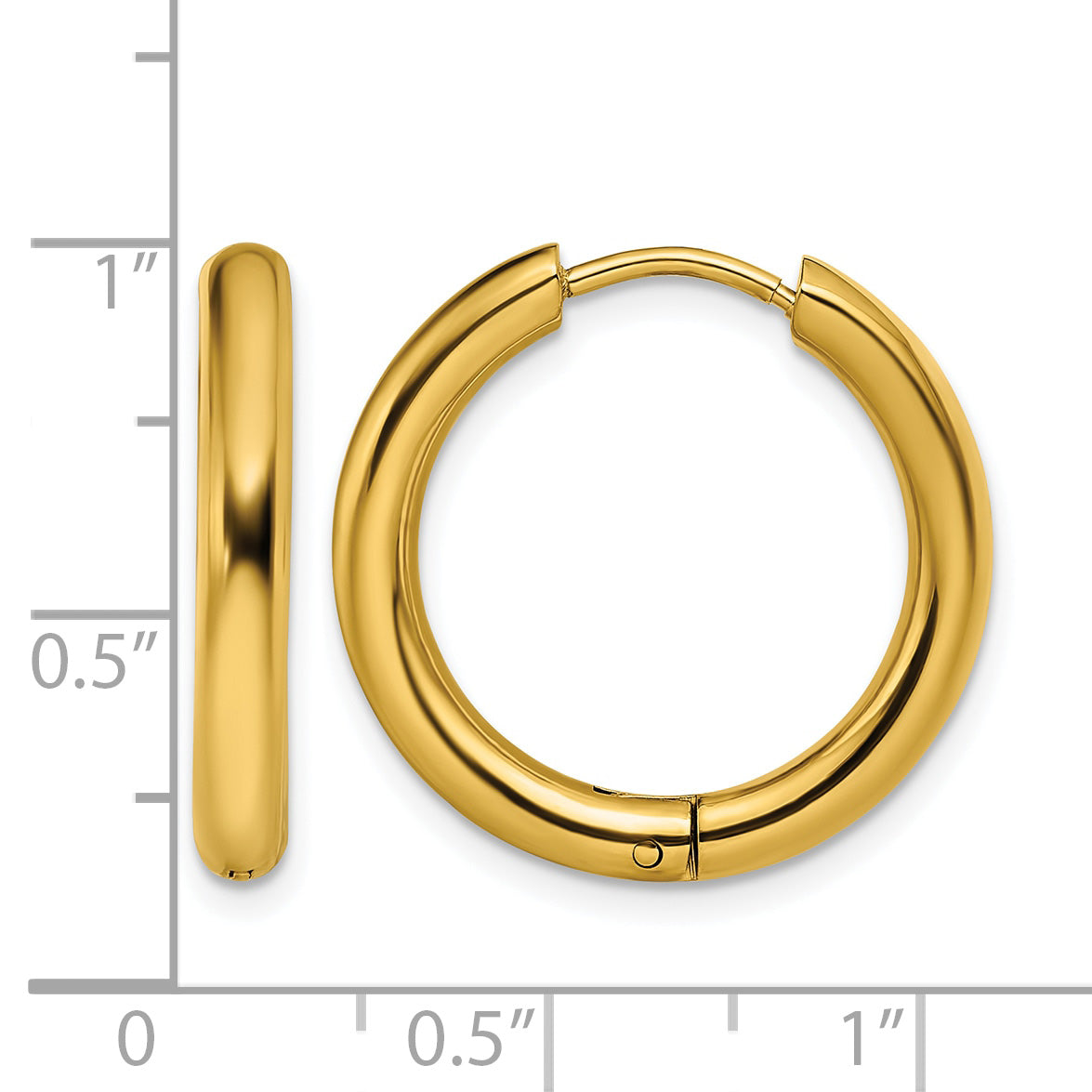 Stainless Steel Gold-Tone Polished Hinged Huggie Hoop Earrings for Women