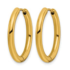 Stainless Steel Gold-Tone Polished Hinged Huggie Hoop Earrings for Women