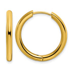 Stainless Steel Gold-Tone Polished Hinged Huggie Hoop Earrings for Women