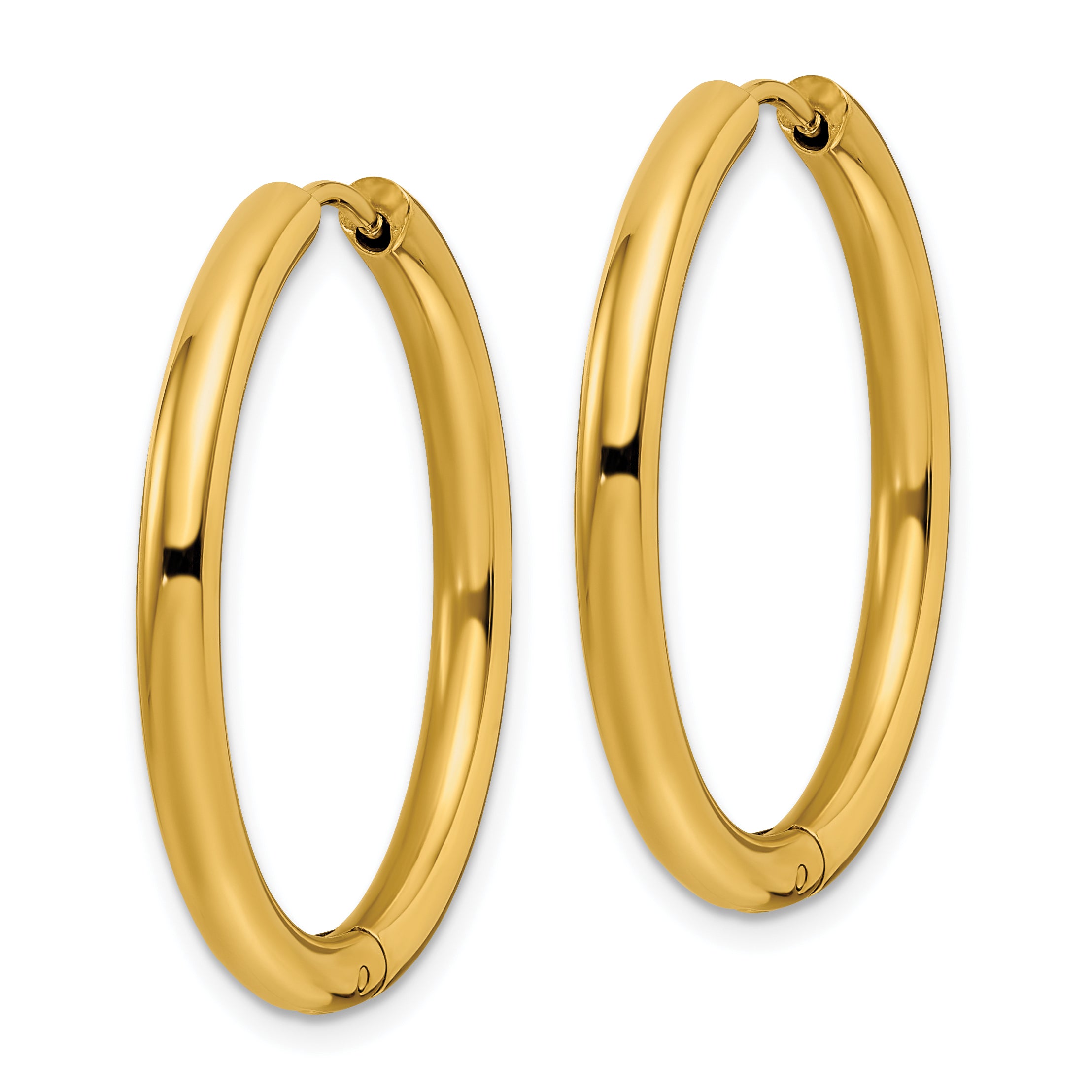 Chisel Stainless Steel Polished Yellow IP-plated 3mm Hinged Hoop Earrings