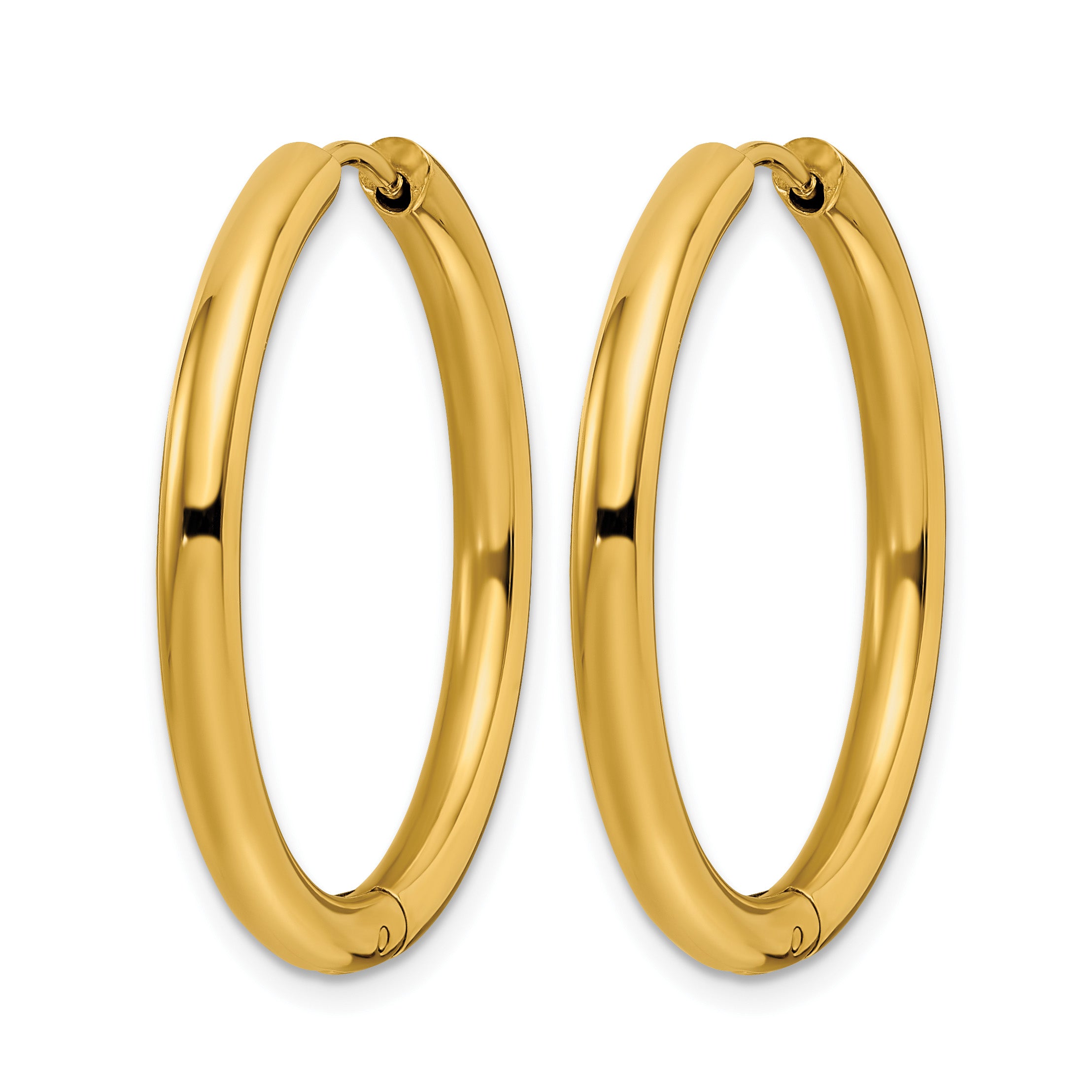 Stainless Steel Gold-Tone Polished Hinged Huggie Hoop Earrings for Women Secondary image