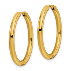 Chisel Stainless Steel Polished Yellow IP-plated 3mm Hinged Hoop Earrings