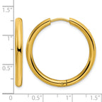 Stainless Steel Gold-Tone Polished Hinged Huggie Hoop Earrings for Women