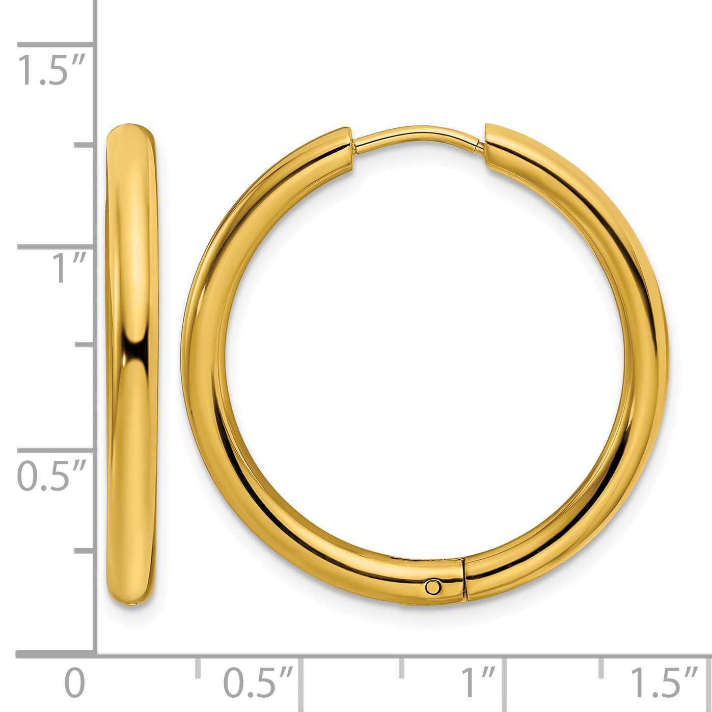 Stainless Steel Gold-Tone Polished Hinged Huggie Hoop Earrings for Women