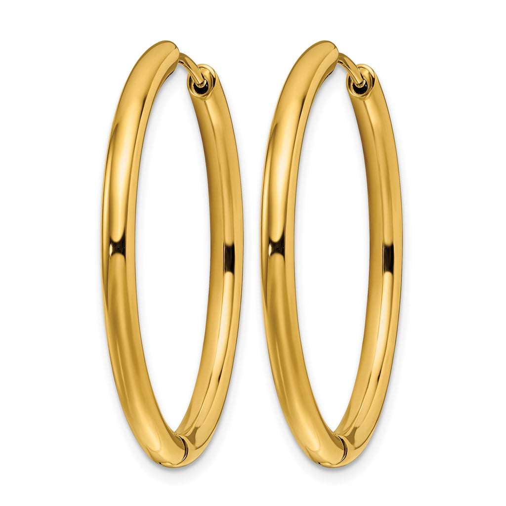 Stainless Steel Gold-Tone Polished Hinged Huggie Hoop Earrings for Women
