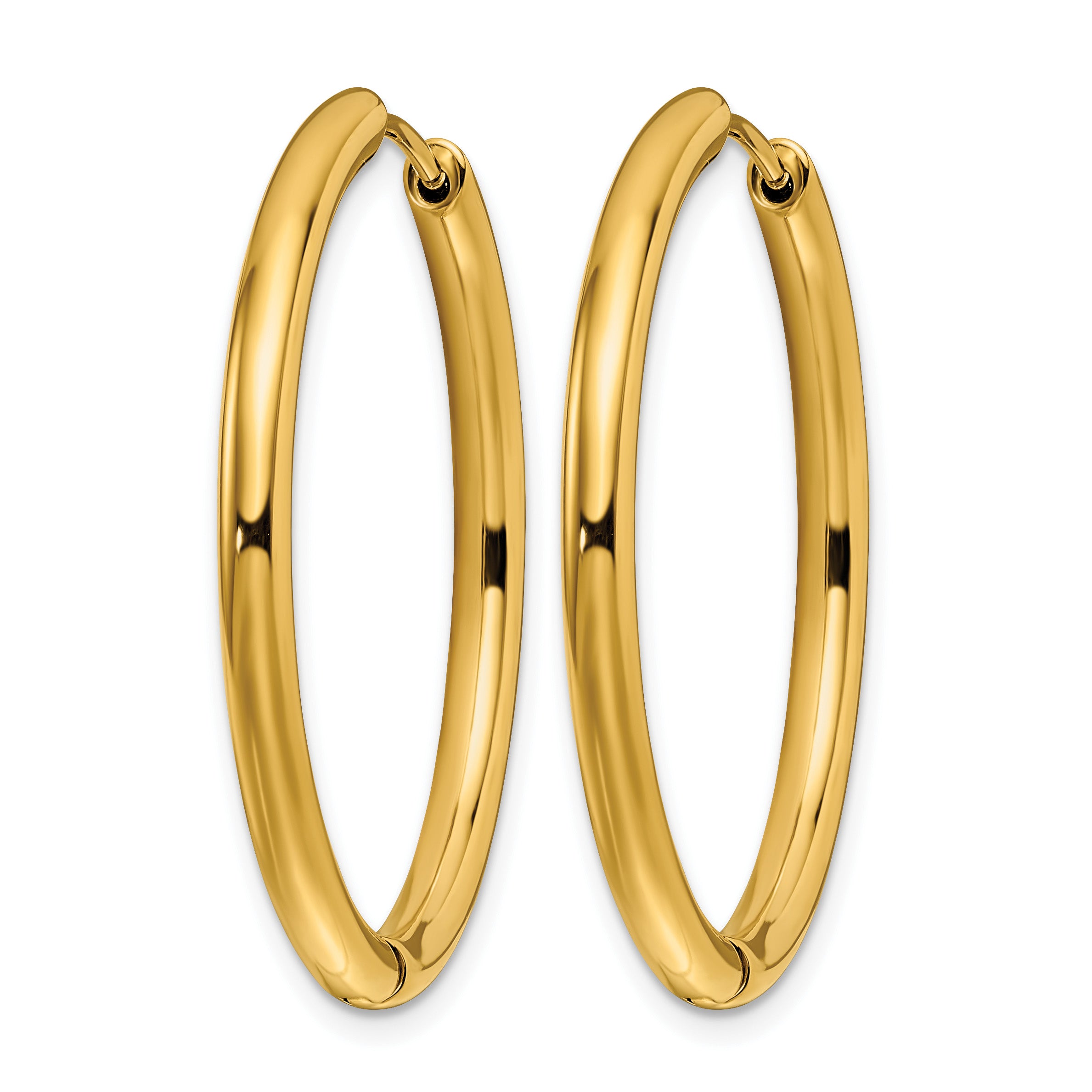 Stainless Steel Gold-Tone Polished Hinged Huggie Hoop Earrings for Women