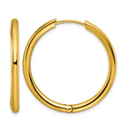 Stainless Steel Gold-Tone Polished Hinged Huggie Hoop Earrings for Women