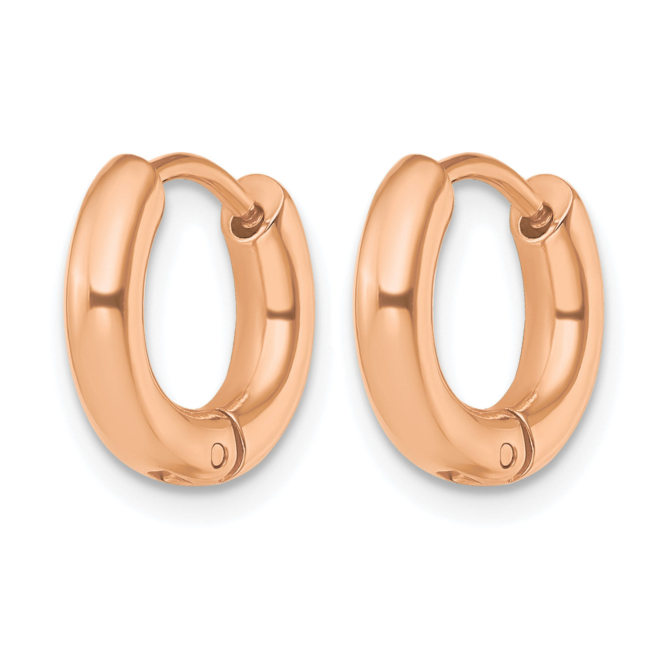 Stainless Steel Rose Gold-Tone Polished Hinged Huggie Hoop Earrings for Women Secondary image