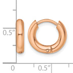Stainless Steel Rose Gold-Tone Polished Hinged Huggie Hoop Earrings for Women