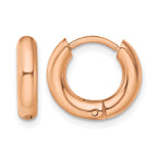 Stainless Steel Rose Gold-Tone Polished Hinged Huggie Hoop Earrings for Women