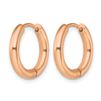 Stainless Steel Rose Gold-Tone Polished Hinged Huggie Hoop Earrings for Women