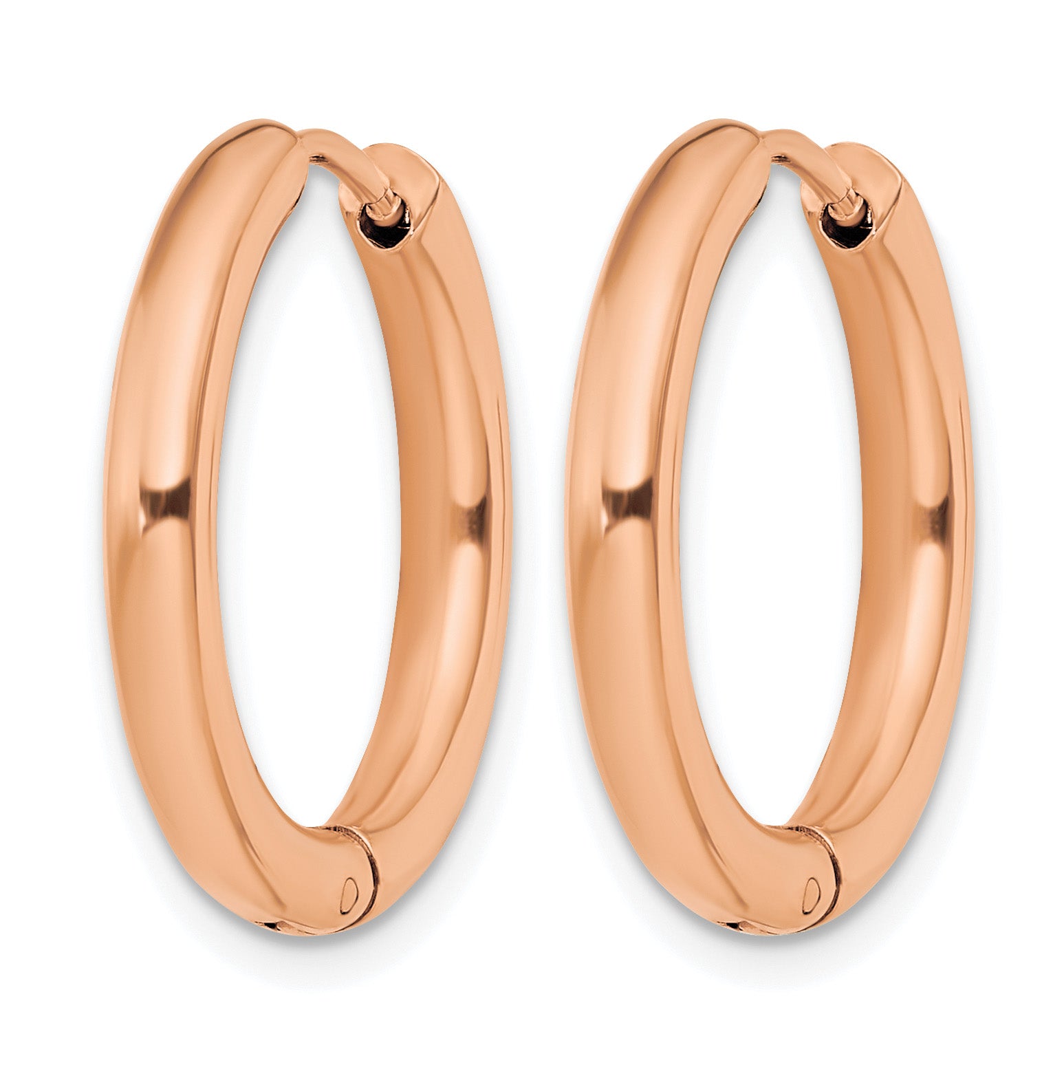 Stainless Steel Rose Gold-Tone Polished Hinged Huggie Hoop Earrings for Women Secondary image