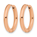 Stainless Steel Rose Gold-Tone Polished Hinged Huggie Hoop Earrings for Women