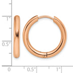 Stainless Steel Rose Gold-Tone Polished Hinged Huggie Hoop Earrings for Women