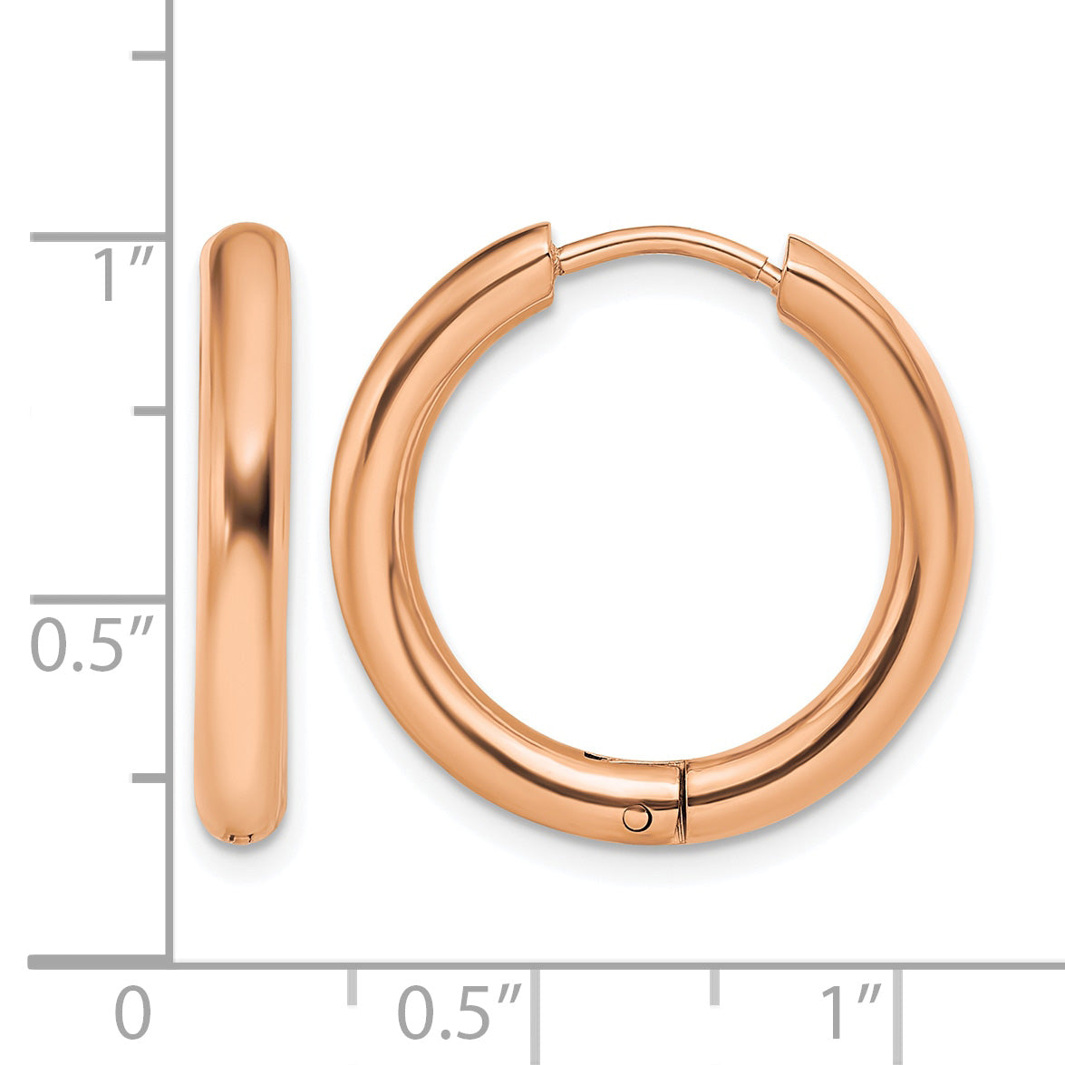 Stainless Steel Rose Gold-Tone Polished Hinged Huggie Hoop Earrings for Women