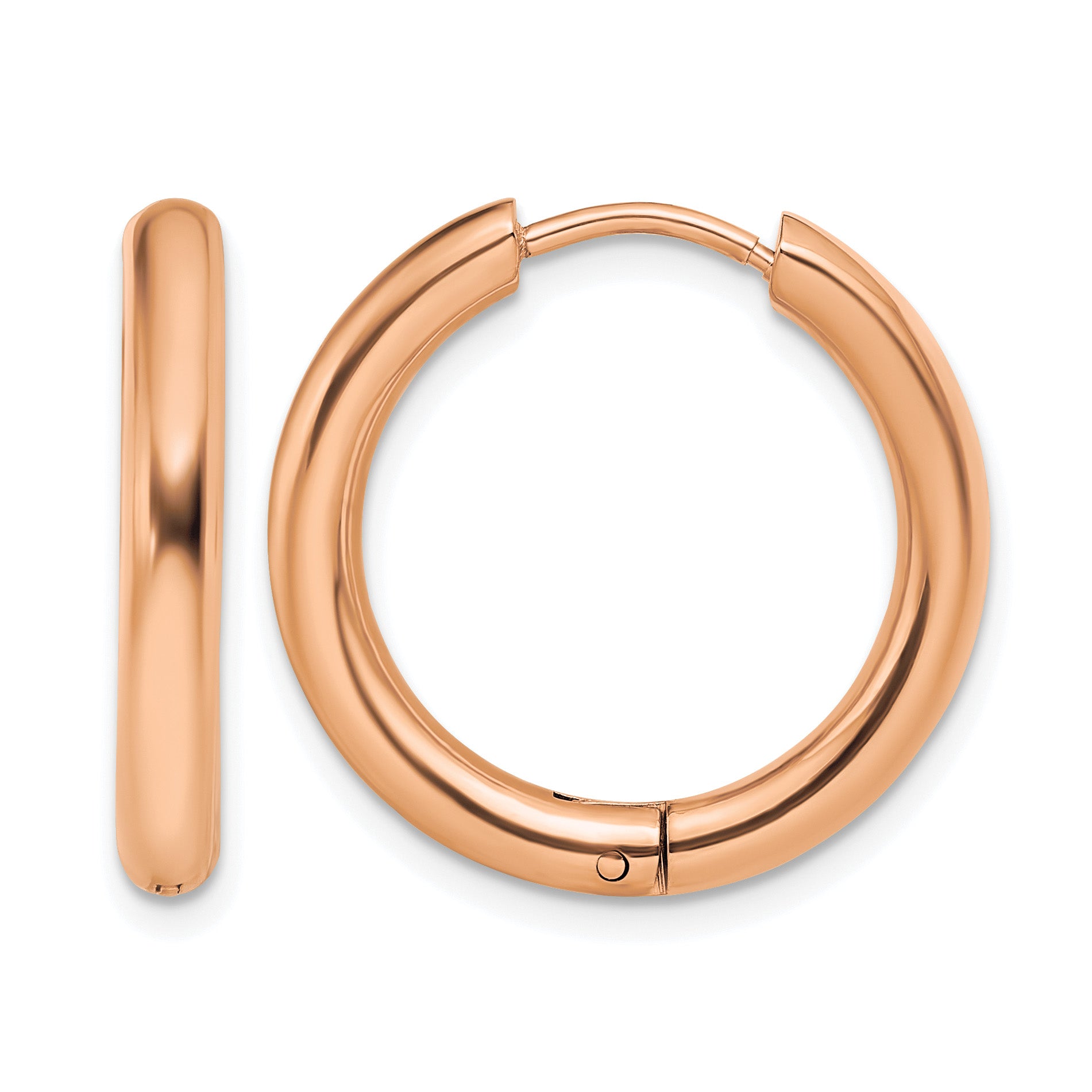 Stainless Steel Rose Gold-Tone Polished Hinged Huggie Hoop Earrings for Women Main image