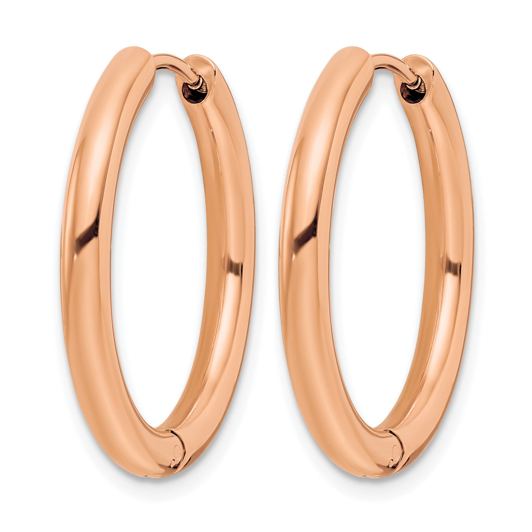 Stainless Steel Rose Gold-Tone Polished Hinged Huggie Hoop Earrings for Women