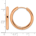 Stainless Steel Rose Gold-Tone Polished Hinged Huggie Hoop Earrings for Women