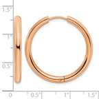 Stainless Steel Rose Gold-Tone Polished Hinged Huggie Hoop Earrings for Women