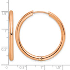 Stainless Steel Rose Gold-Tone Polished Hinged Huggie Hoop Earrings for Women