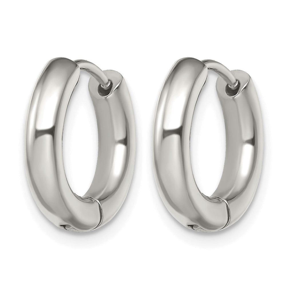 Stainless Steel Polished Hinged Huggie Hoop Earrings for Women