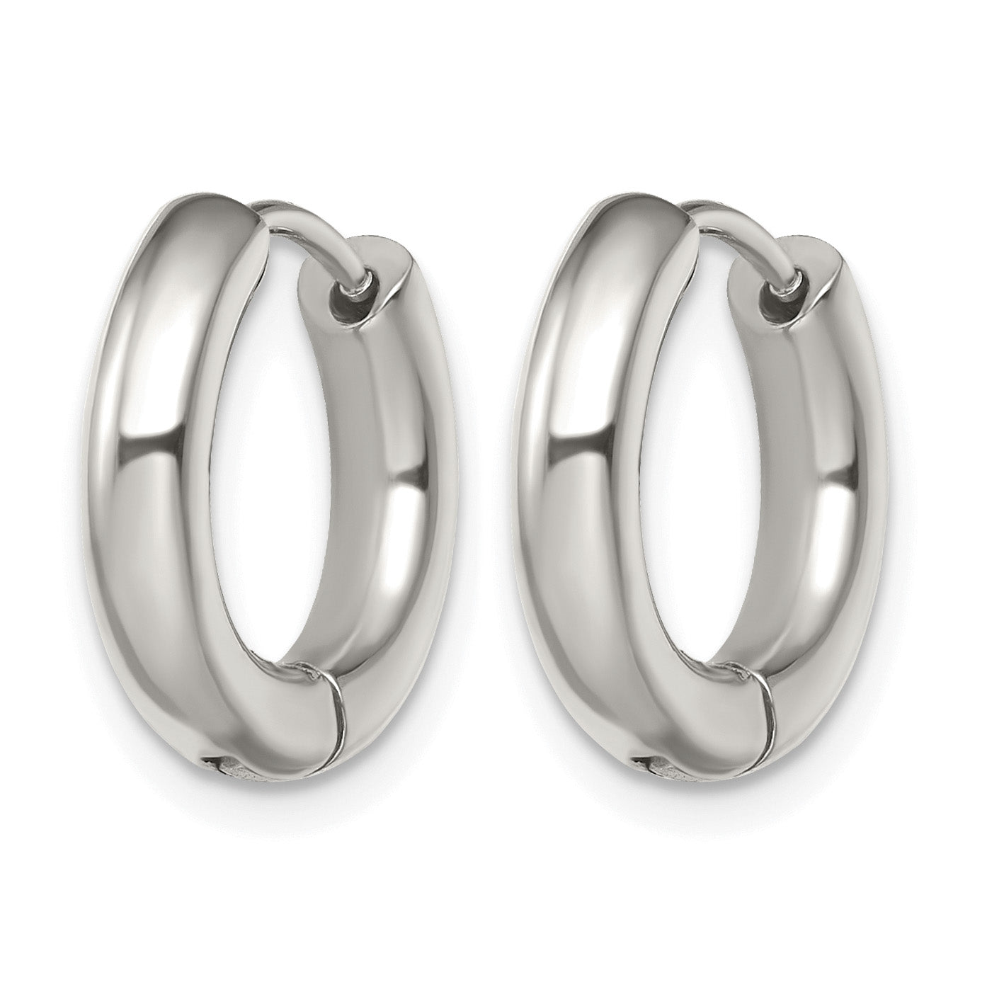 Stainless Steel Polished Hinged Huggie Hoop Earrings for Women