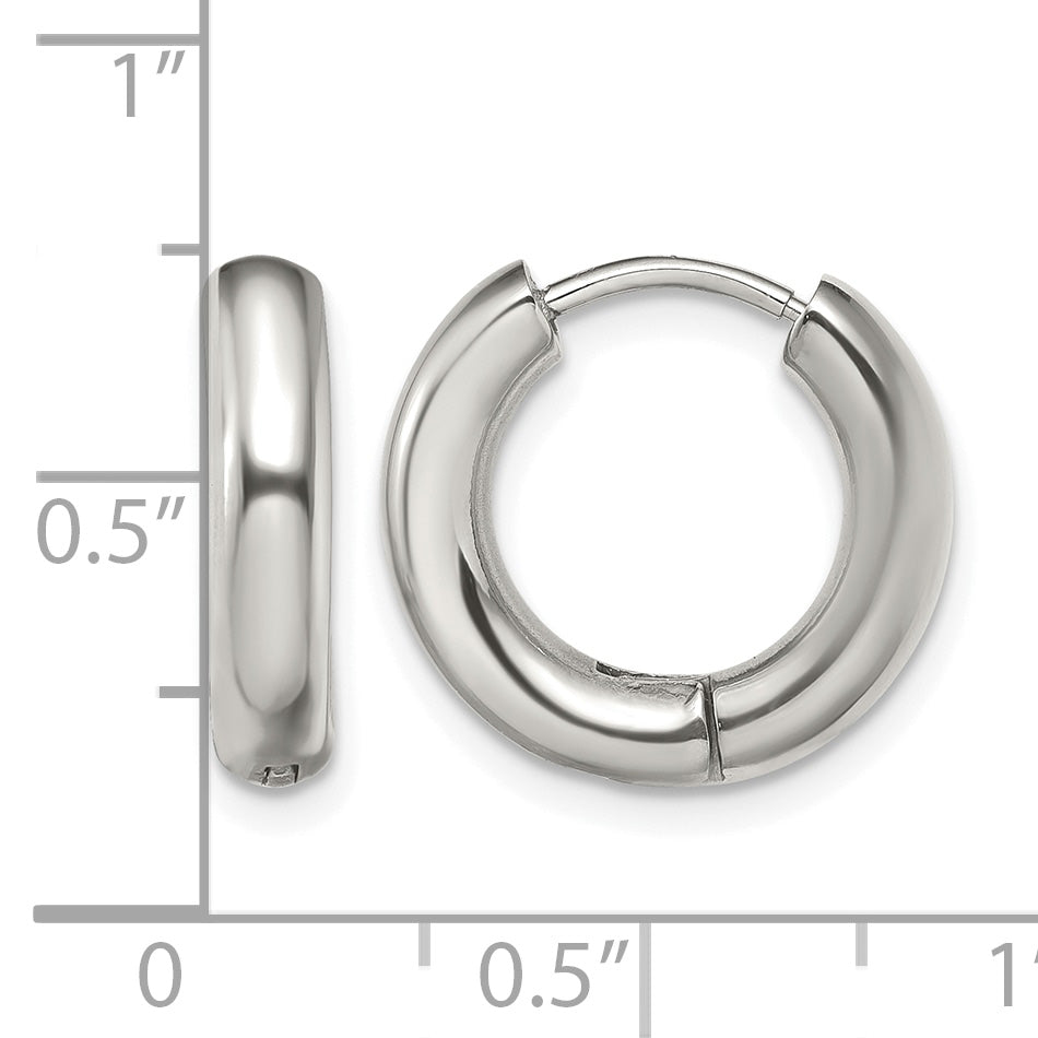 Stainless Steel Polished Hinged Huggie Hoop Earrings for Women
