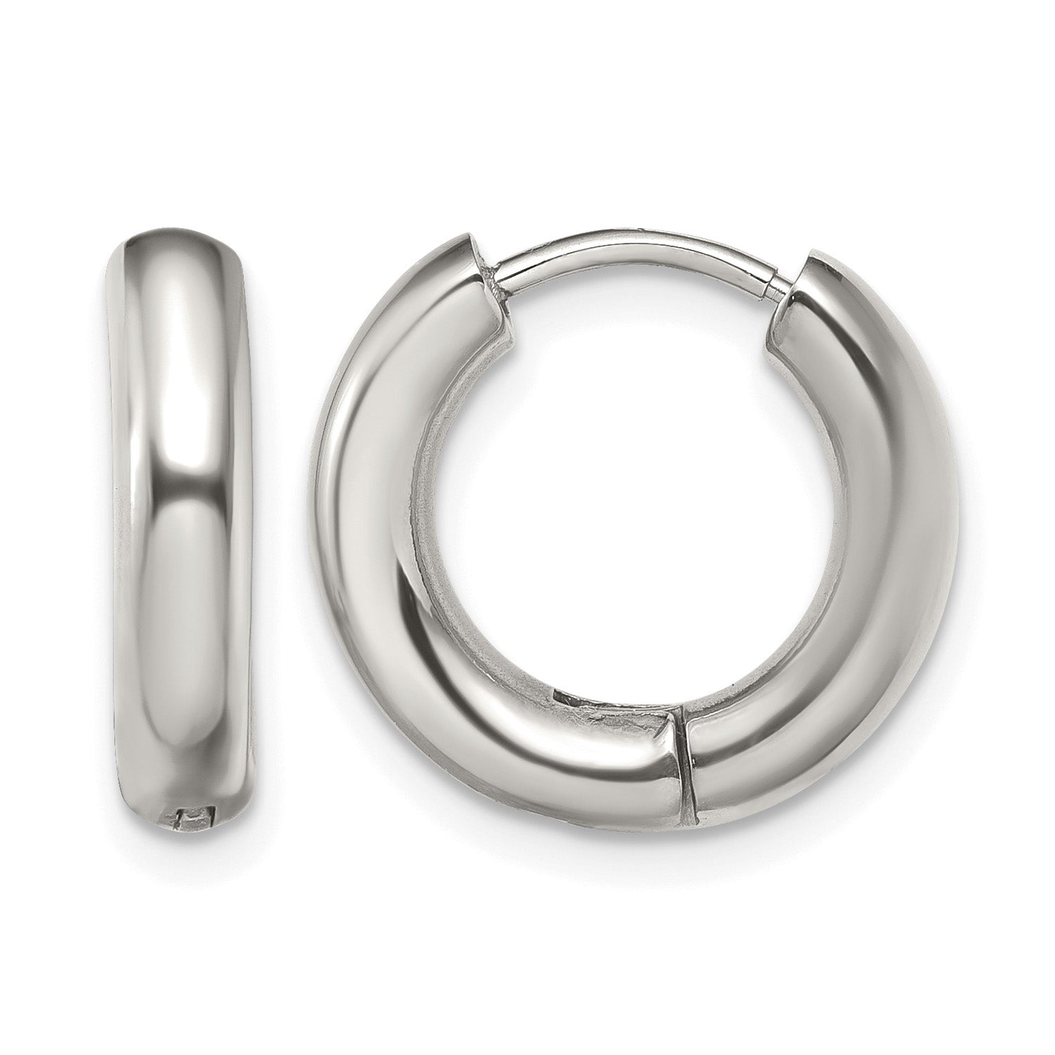 Stainless Steel Polished Hinged Huggie Hoop Earrings for Women Main image