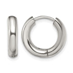 Stainless Steel Polished Hinged Huggie Hoop Earrings for Women