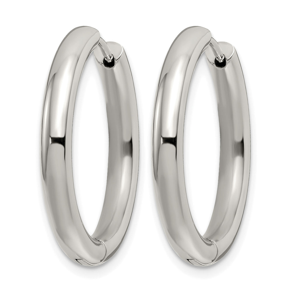 Stainless Steel Polished Hinged Huggie Hoop Earrings for Women