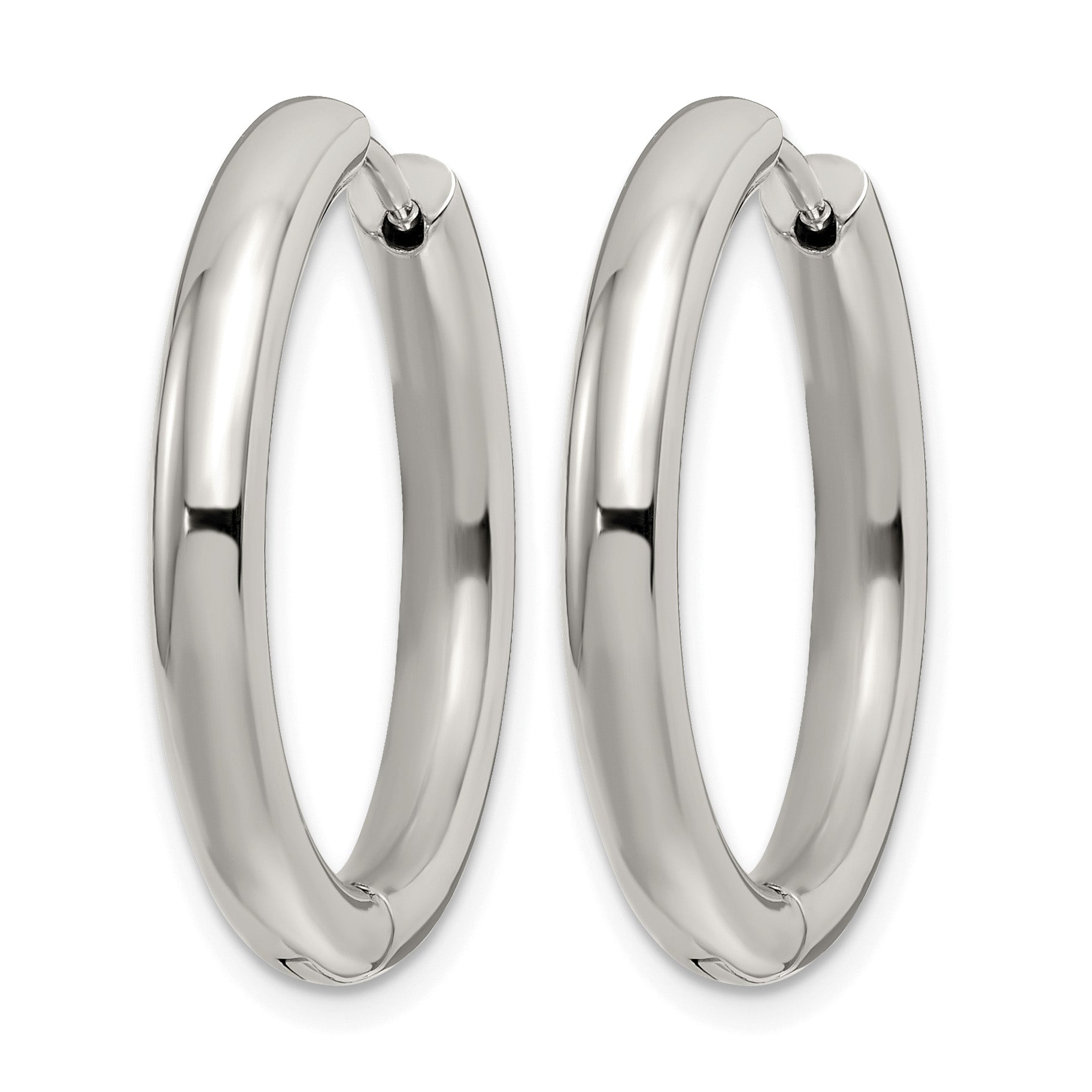 Stainless Steel Polished Hinged Huggie Hoop Earrings for Women
