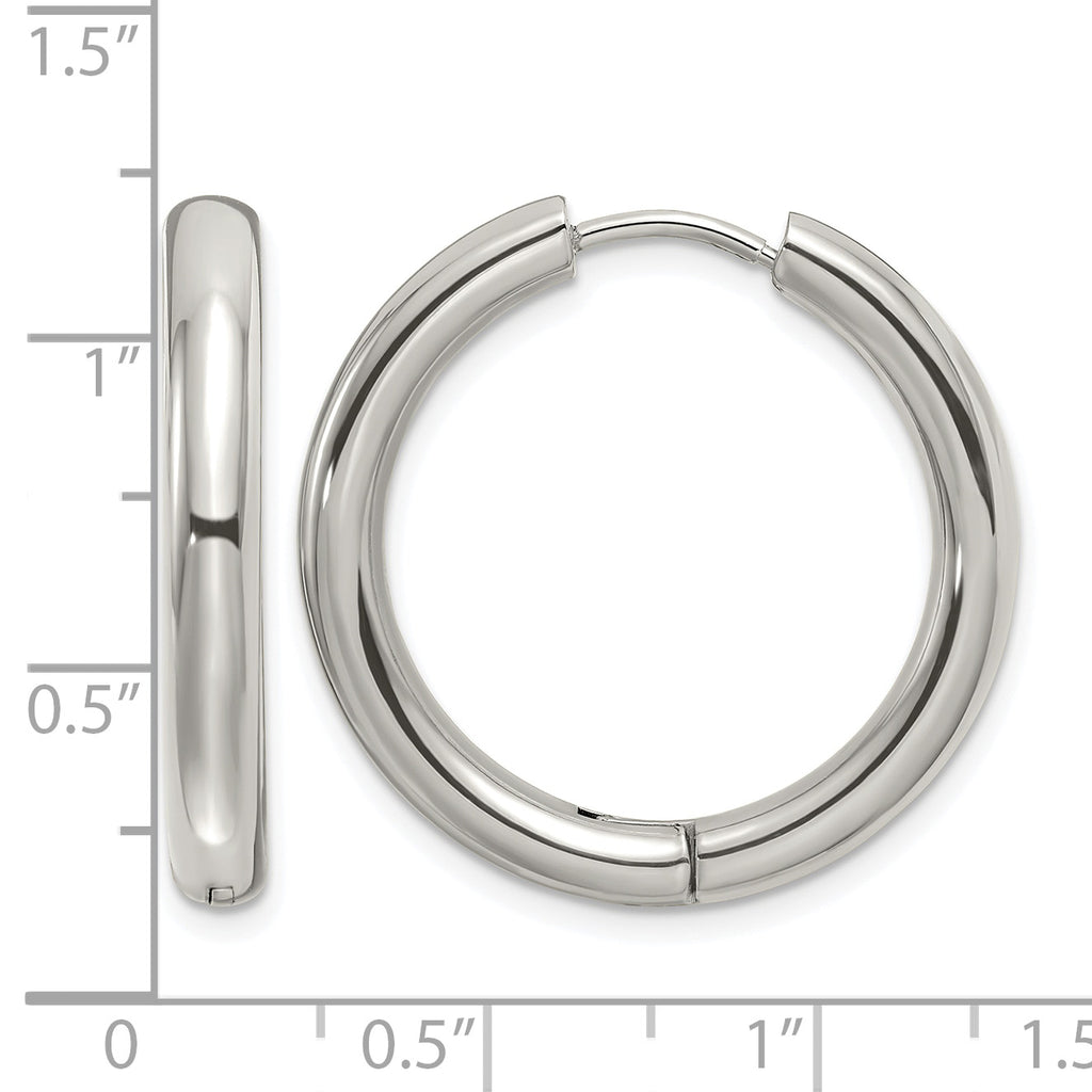Stainless Steel Polished Hinged Huggie Hoop Earrings for Women