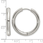 Stainless Steel Polished Hinged Huggie Hoop Earrings for Women