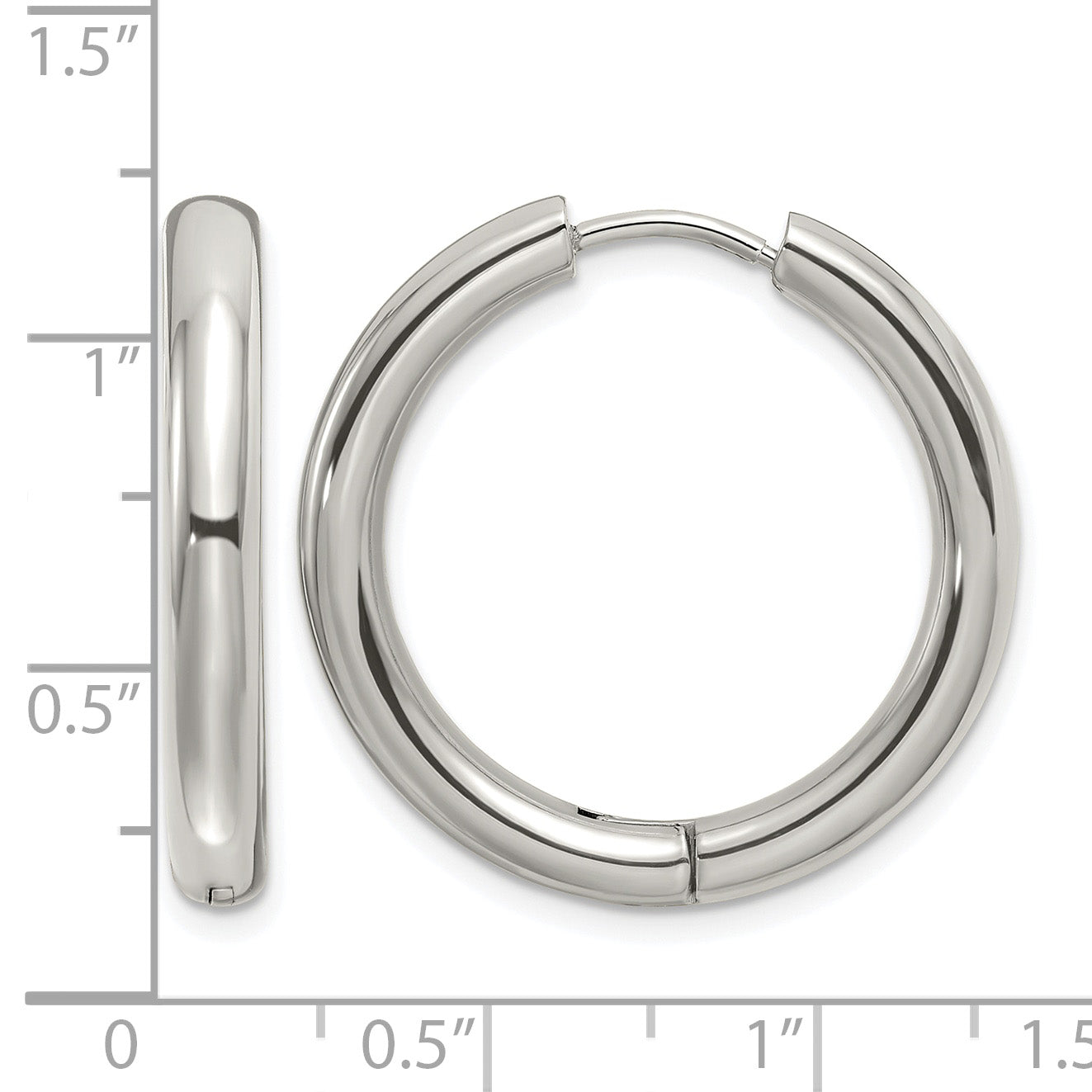 Stainless Steel Polished Hinged Huggie Hoop Earrings for Women
