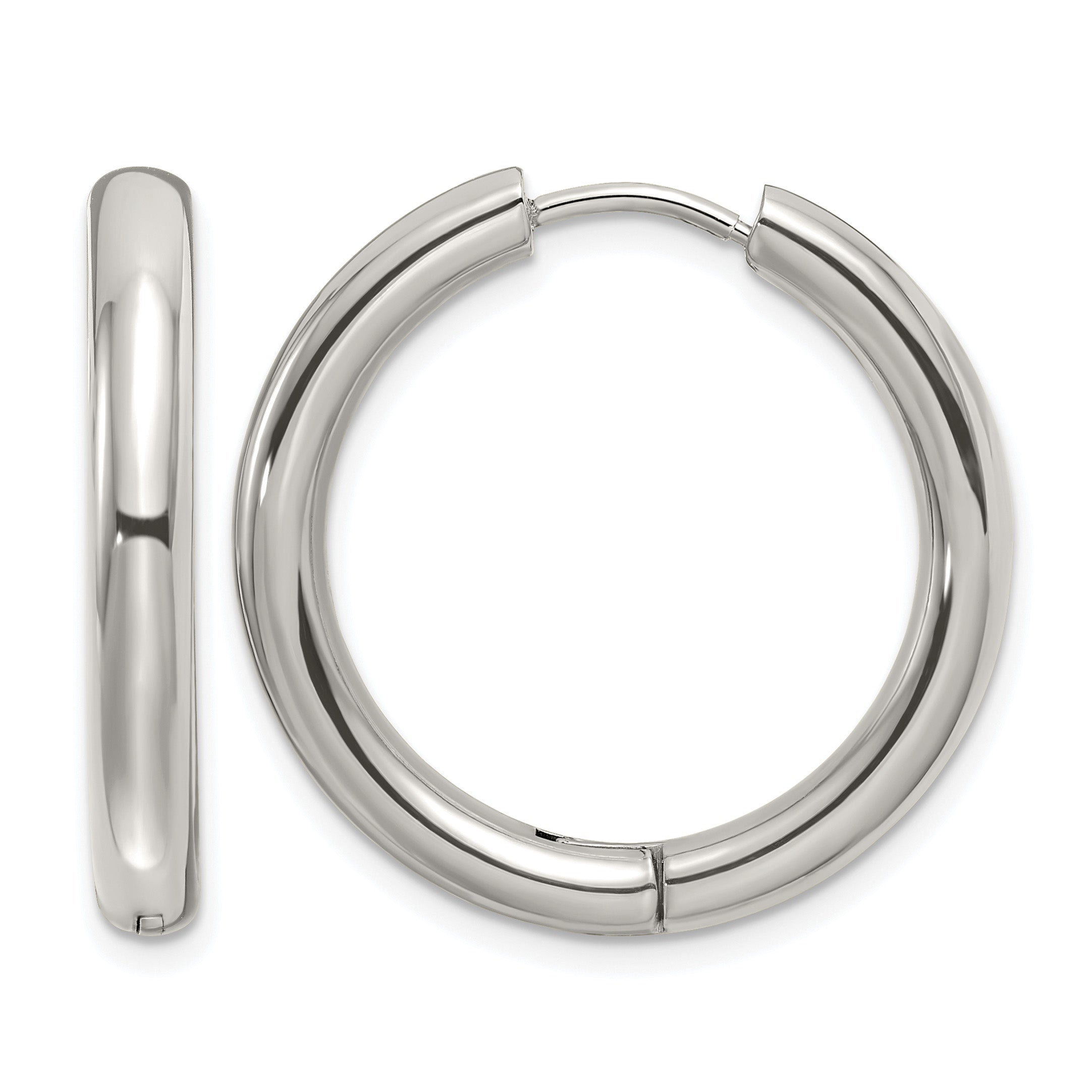 Stainless Steel Polished Hinged Huggie Hoop Earrings for Women Main image