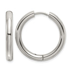 Stainless Steel Polished Hinged Huggie Hoop Earrings for Women