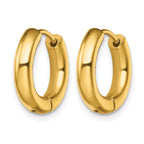 Stainless Steel Gold-Tone Polished Hinged Huggie Hoop Earrings for Women