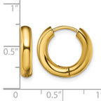 Stainless Steel Gold-Tone Polished Hinged Huggie Hoop Earrings for Women