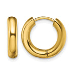 Stainless Steel Gold-Tone Polished Hinged Huggie Hoop Earrings for Women