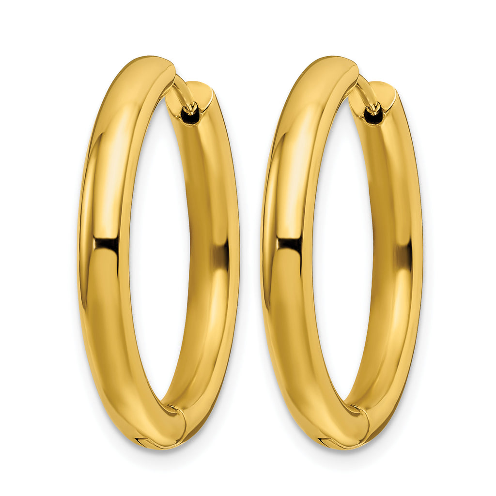 Stainless Steel Gold-Tone Polished Hinged Huggie Hoop Earrings for Women