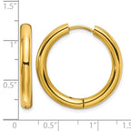 Stainless Steel Gold-Tone Polished Hinged Huggie Hoop Earrings for Women
