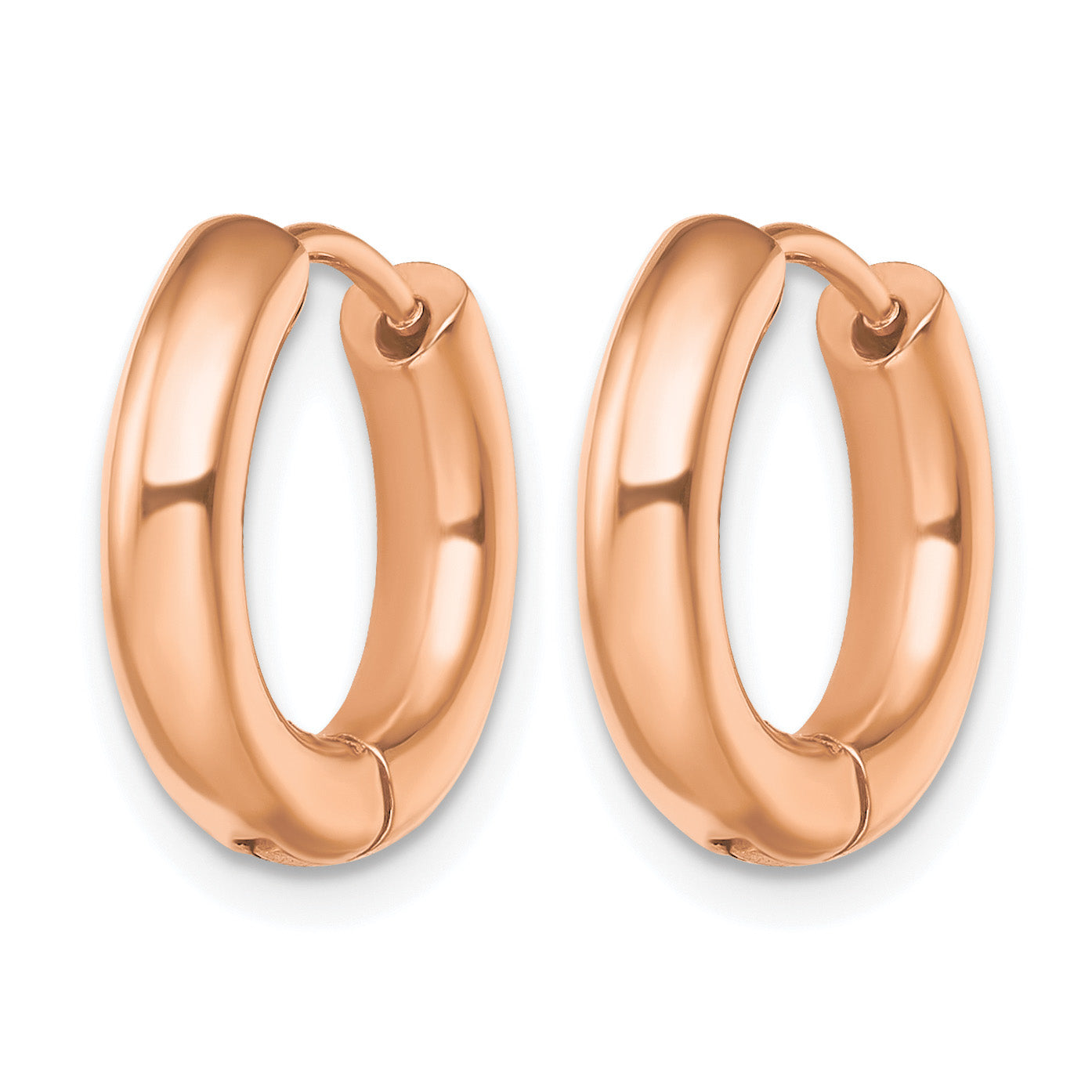 Stainless Steel Rose Gold-Tone Polished Hinged Huggie Hoop Earrings for Women Secondary image