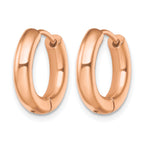Stainless Steel Rose Gold-Tone Polished Hinged Huggie Hoop Earrings for Women