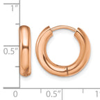 Stainless Steel Rose Gold-Tone Polished Hinged Huggie Hoop Earrings for Women