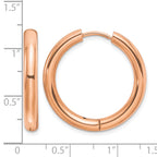 Stainless Steel Rose Gold-Tone Polished Hinged Huggie Hoop Earrings for Women