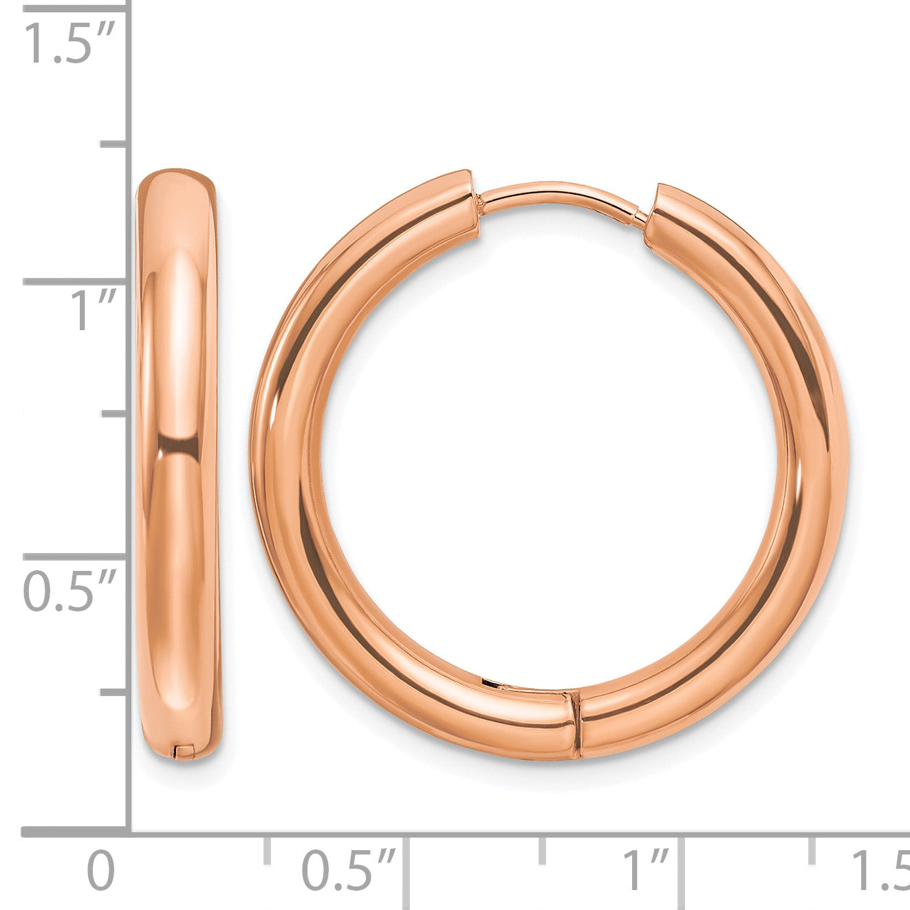 Stainless Steel Rose Gold-Tone Polished Hinged Huggie Hoop Earrings for Women