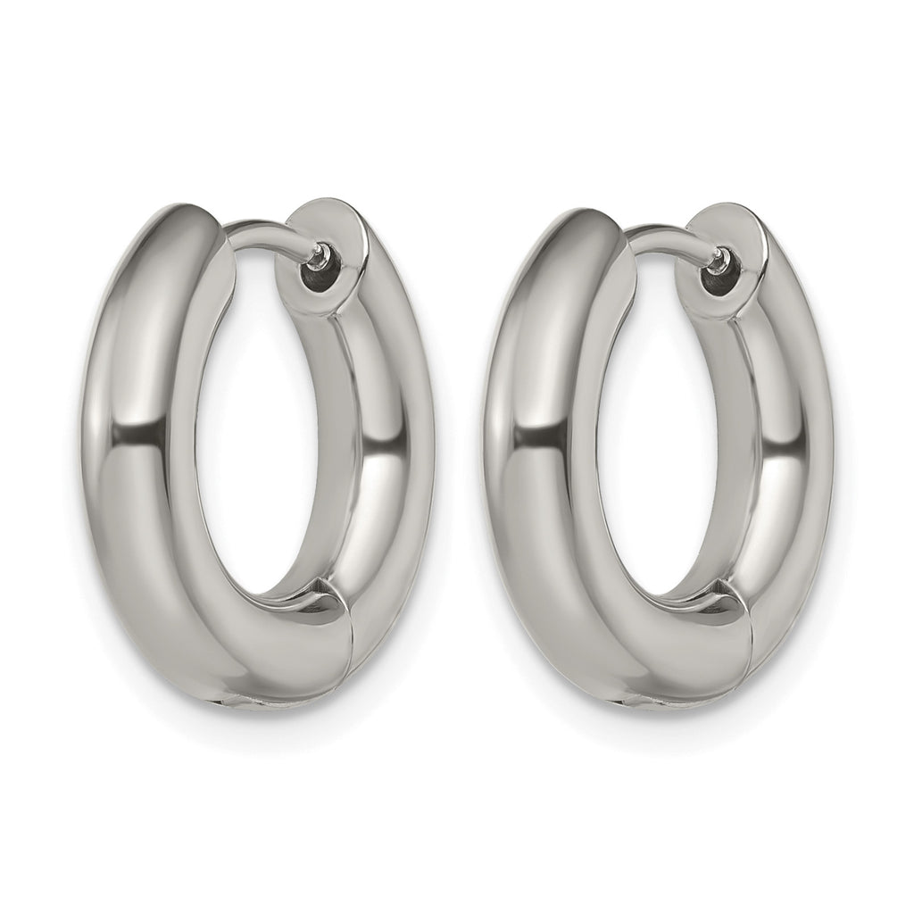 Stainless Steel Polished Hinged Huggie Hoop Earrings for Women